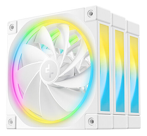 DeepCool FL12 120mm PWM 3 Pack Reverse White Fan - High Performance, Low Noise, Fluid Dynamic Bearing, 36 ARGB LEDs, 500-2150 RPM, 55 CFM Airflow, 4-Pin PWM Control