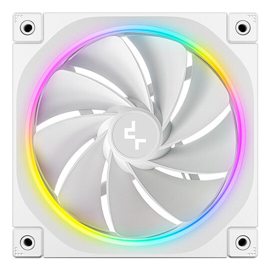 DeepCool FL12 120mm PWM 3 Pack Reverse White Fan - High Performance, Low Noise, Fluid Dynamic Bearing, 36 ARGB LEDs, 500-2150 RPM, 55 CFM Airflow, 4-Pin PWM Control