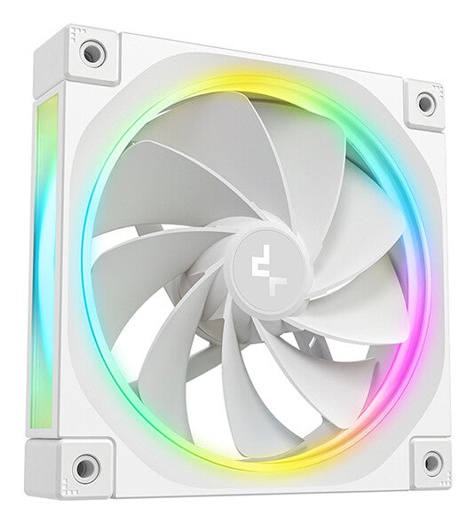 DeepCool FL12 120mm PWM 3 Pack Reverse White Fan - High Performance, Low Noise, Fluid Dynamic Bearing, 36 ARGB LEDs, 500-2150 RPM, 55 CFM Airflow, 4-Pin PWM Control