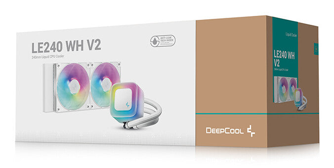 DeepCool LE240 V2 White 240mm Liquid CPU Cooler, Dual 120mm ARGB Fans, Anti-Leak Tech, Quiet Pump, High Performance for Intel & AMD Sockets