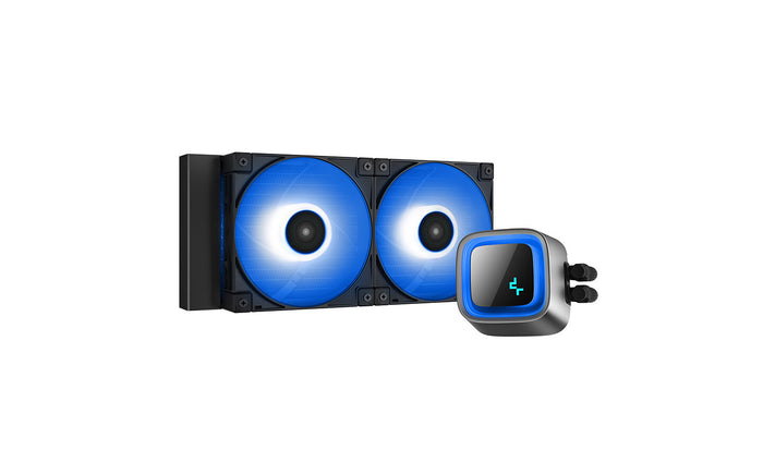 DeepCool LS520 Premium AiO Liquid CPU Cooler, Universal Socket, 240mm Radiator, PWM 2250RPM Cooling Fans, Addressable RGB LED Lighting, Fully Customizable Infinity Mirror Cap Design, Black Version