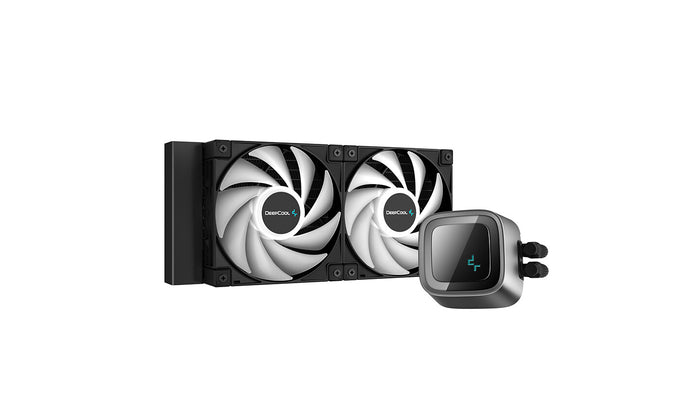 DeepCool LS520 Premium AiO Liquid CPU Cooler, Universal Socket, 240mm Radiator, PWM 2250RPM Cooling Fans, Addressable RGB LED Lighting, Fully Customizable Infinity Mirror Cap Design, Black Version
