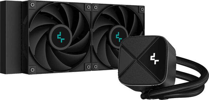 DeepCool LS520S Zero Dark All In One Liquid CPU Cooler, 240mm Radiator, 2 x 120mm Deepcool Fans, Intel/AMD