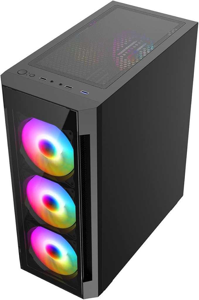 IONZ KZ27 Gaming PC Computer Mini Tower Case M/ATX Tempered Glass - Performance Series. Inc 4 RGB Fans