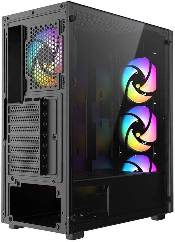 IONZ KZ27 Gaming PC Computer Mini Tower Case M/ATX Tempered Glass - Performance Series. Inc 4 RGB Fans