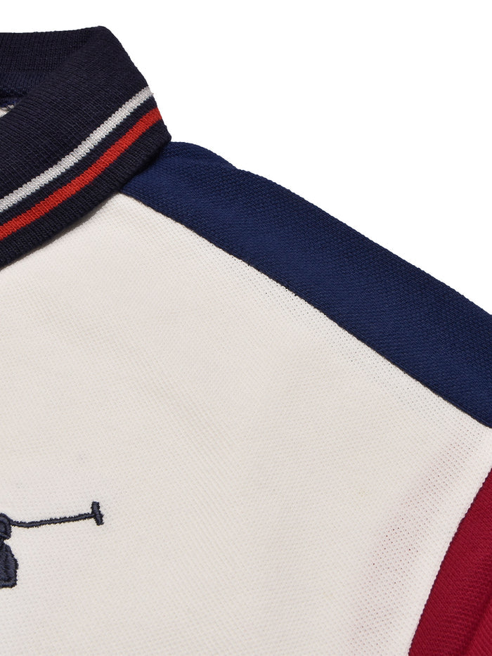 PRL Stylish Pique Summer Polo For Men-Off White with Red-BR13009