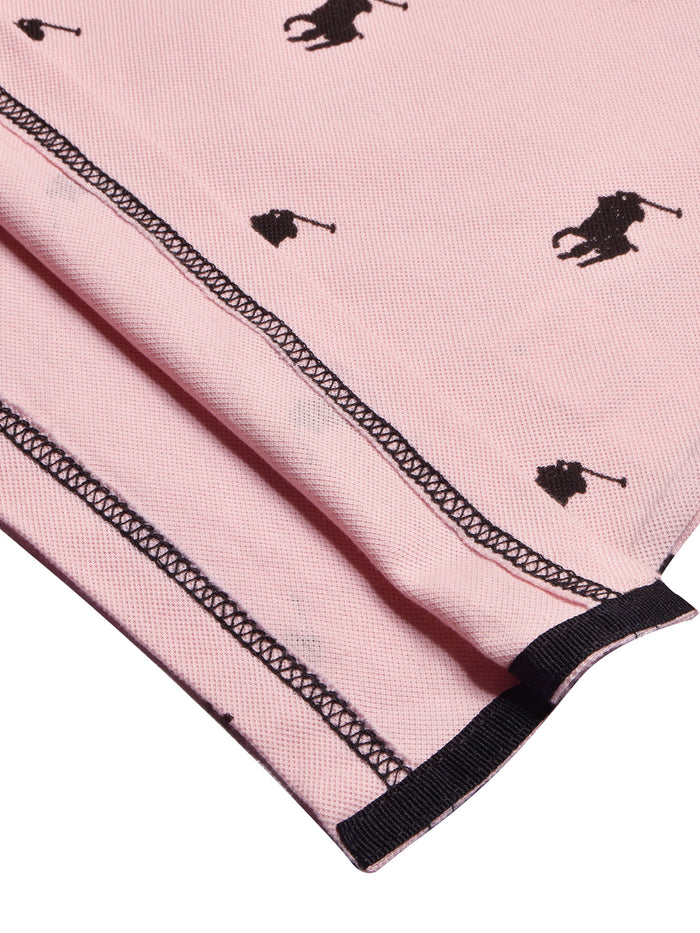 PRL Summer Polo Shirt For Men-Light Pink with Allover Print-BR13000