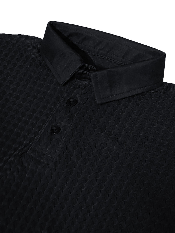 Stylish Spandex Dry Polo Shirt For Men-Black-BE1342/Rt009