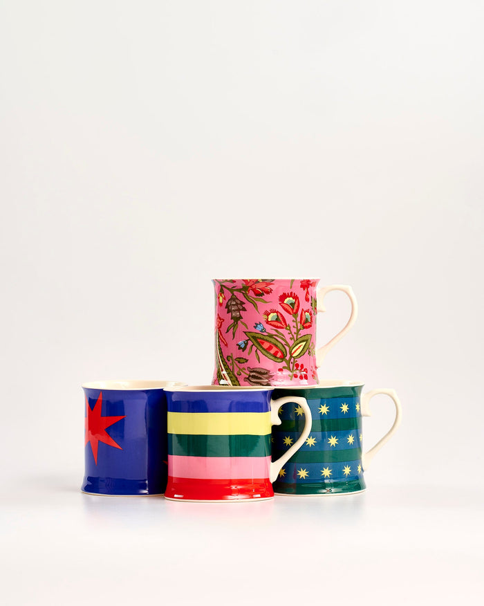 Teal Stripes & Stars Mug