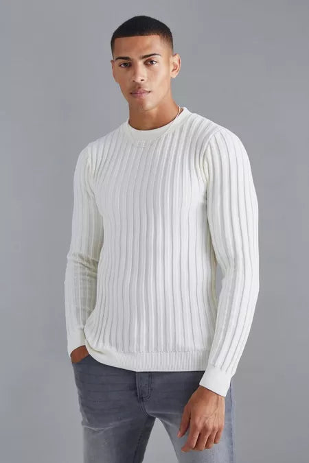 UNICORN Men's sweater rib white xs s m l xl
