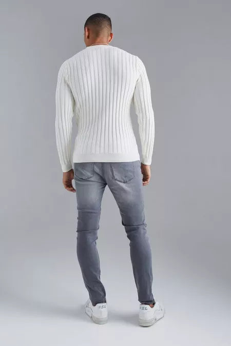 UNICORN Men's sweater rib white xs s m l xl